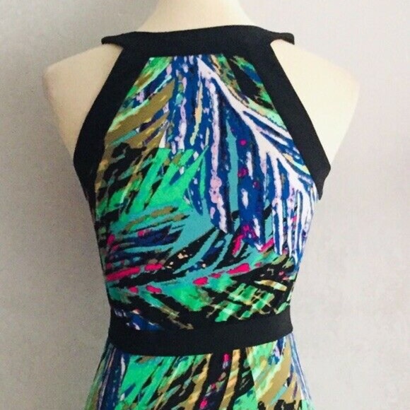BCBGMAXAZRIA Multicolor Printed Cut OUT DRESS XS - Picture 7 of 9